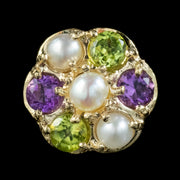 Edwardian Suffragette Style Cluster Stud Earrings 9ct Gold 