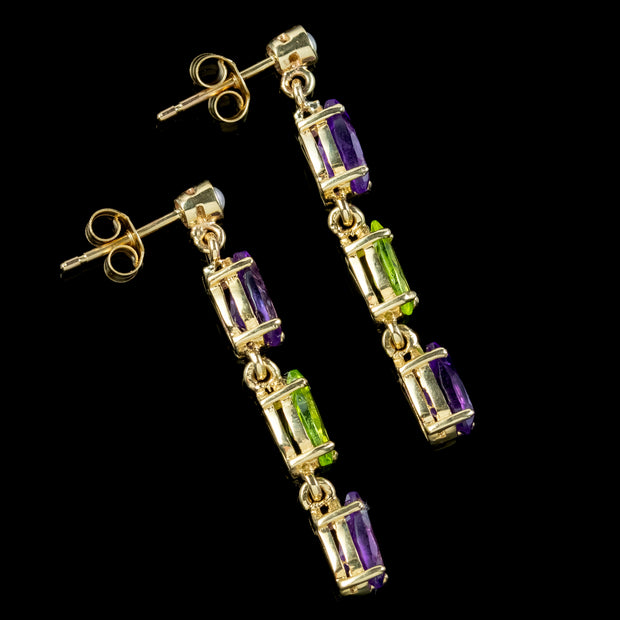 Edwardian Suffragette Style Drop Earrings 9ct Gold