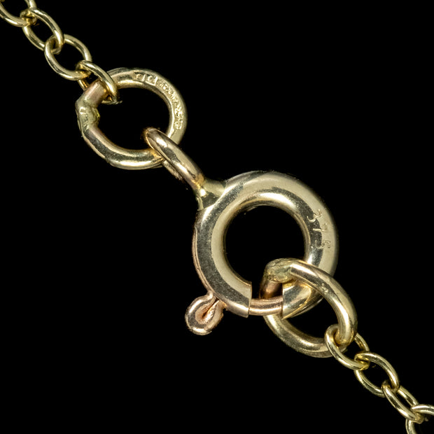 Edwardian Suffragette Style Lavaliere Necklace Amethyst Peridot Pearl 9ct Gold