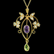Edwardian Suffragette Style Pendant Necklace Sterling Silver 18ct Gold Gilt