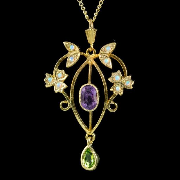 Edwardian Suffragette Style Pendant Necklace Sterling Silver 18ct Gold Gilt