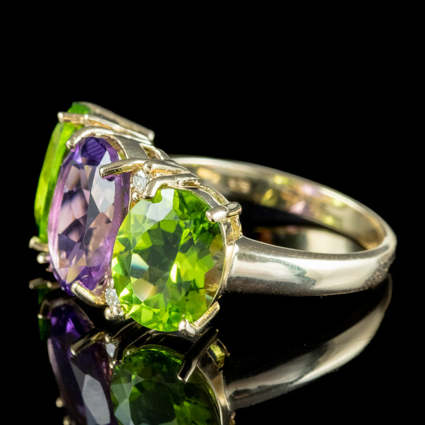 Edwardian Suffragette Style Ring Amethyst Peridot Diamond 