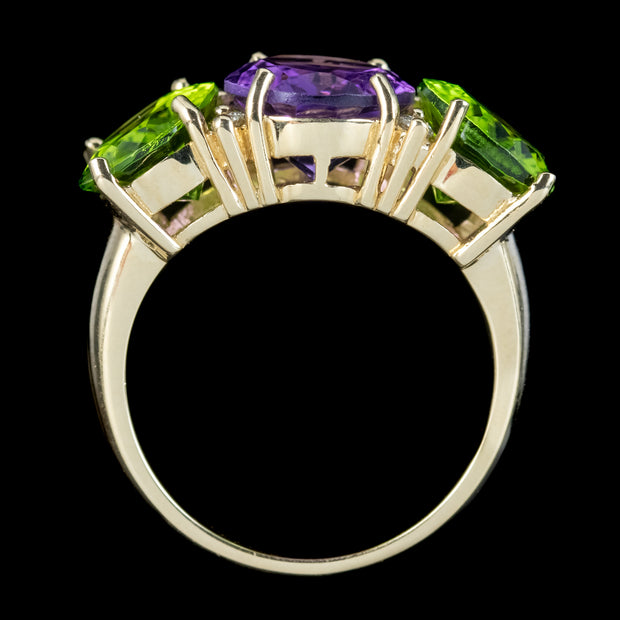 Edwardian Suffragette Style Ring Amethyst Peridot Diamond 