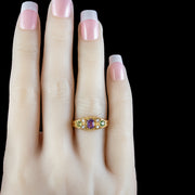 Edwardian Suffragette Style Ring Amethyst Peridot Pearl