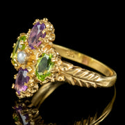 Edwardian Suffragette Style Ring Amethyst Peridot Pearl 