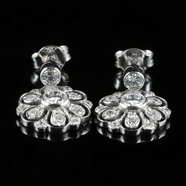 Edwardian 2.40Ct Old Cut Diamond 18Ct White Gold Earrings