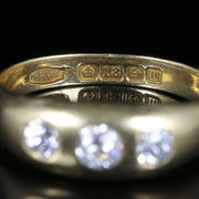 Edwardian Old Cut Diamond Trilogy Ring 18Ct Gold Dated 1911