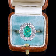 Emerald Diamond Ring 18Ct Gold 2Ct Emerald