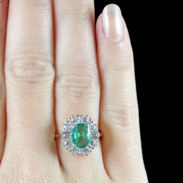 Emerald Diamond Ring 18Ct Gold 2Ct Emerald