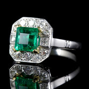Emerald Diamond Ring 18Ct White Gold Ring