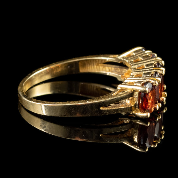 Five Stone 2.50Ct Garnet Ring 9Ct Gold