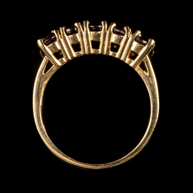 Five Stone 2.50Ct Garnet Ring 9Ct Gold
