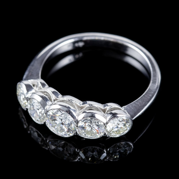 Edwardian Style Five Stone Diamond Ring Platinum 1.80Ct Of Diamond.