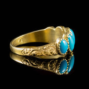 Victorian Style Five Stone Turquoise Ring Silver 18Ct Gold Gilt side