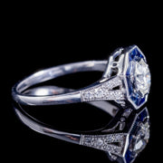 French Cut Sapphire Diamond Ring 18Ct White Gold