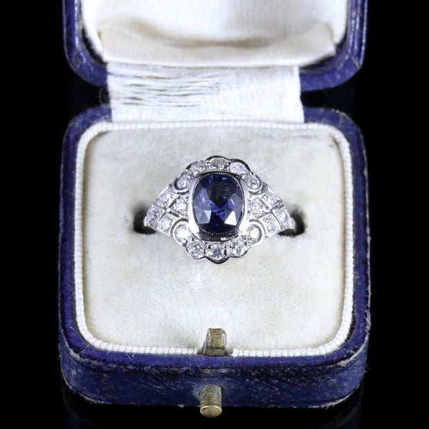 Fabulous 1.60Ct Sapphire Diamond Cluster Ring 18Ct White Gold