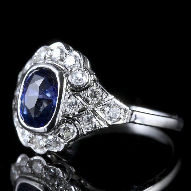 Fabulous 1.60Ct Sapphire Diamond Cluster Ring 18Ct White Gold