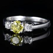 Fancy Yellow Diamond Trilogy Ring 18Ct White Gold Engagement Ring