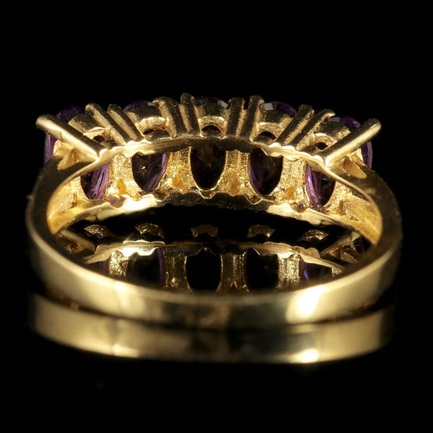 Five Stone Amethyst 9Ct Gold Ring