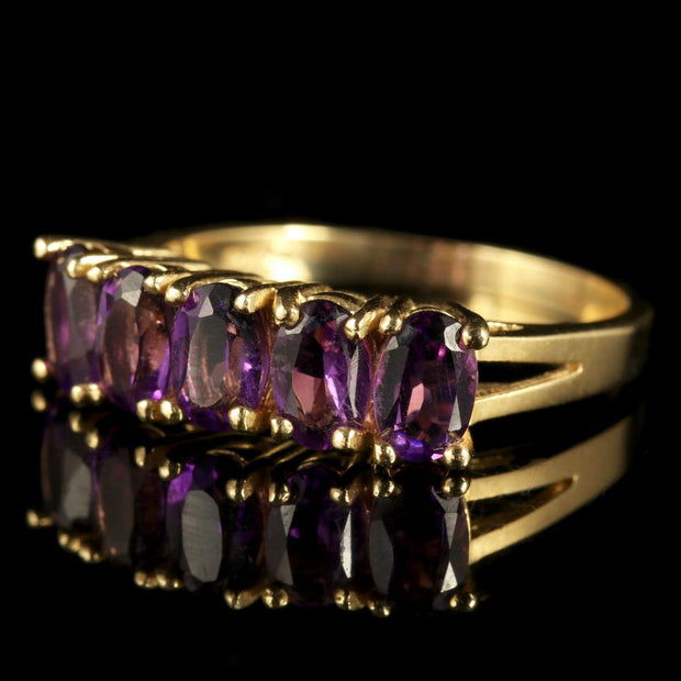 Five Stone Amethyst 9Ct Gold Ring