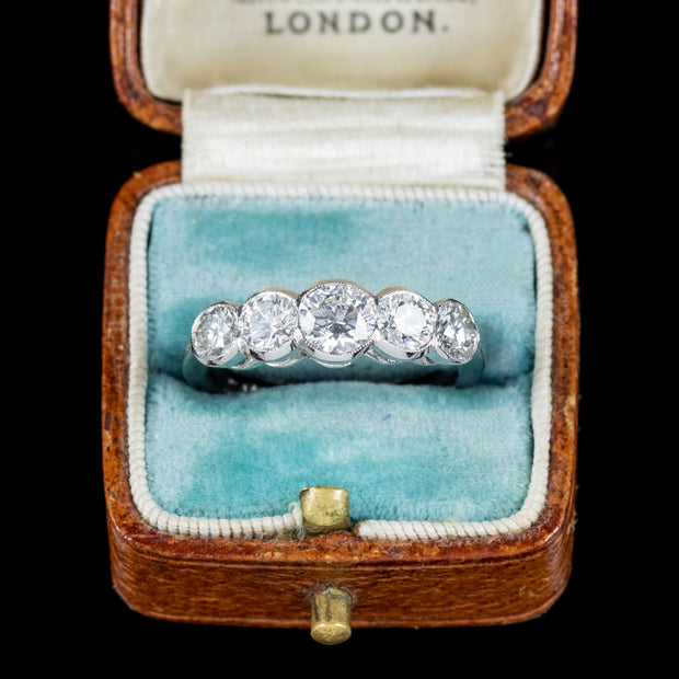 Edwardian Style Five Stone Diamond Ring Platinum 1.80Ct Of Diamond.