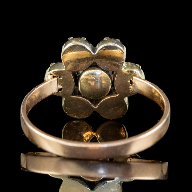 Flat Cut Garnet Flower Cluster Ring 15ct Gold 1.75ct Of Garnet