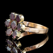 Flat Cut Garnet Flower Cluster Ring 15ct Gold 1.75ct Of Garnet