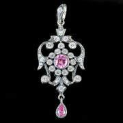 Edwardian Style Pink CZ Pendant Silver