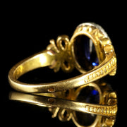 French Victorian Sapphire Diamond 18ct Ring Circa 1900