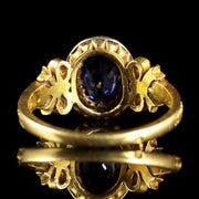 French Victorian Sapphire Diamond 18Ct Ring Circa 1900