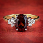 Garnet Diamond Ring 18ct Gold 2.50ct Garnet