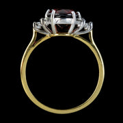Garnet Diamond Ring 18ct Gold 2.50ct Garnet