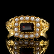 Garnet Pearl Ring 18Ct Gold Silver