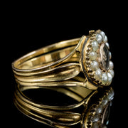 Georgian Memento Mori Pearl Skull Cross Bones Ring 18Ct Gold Circa 1800