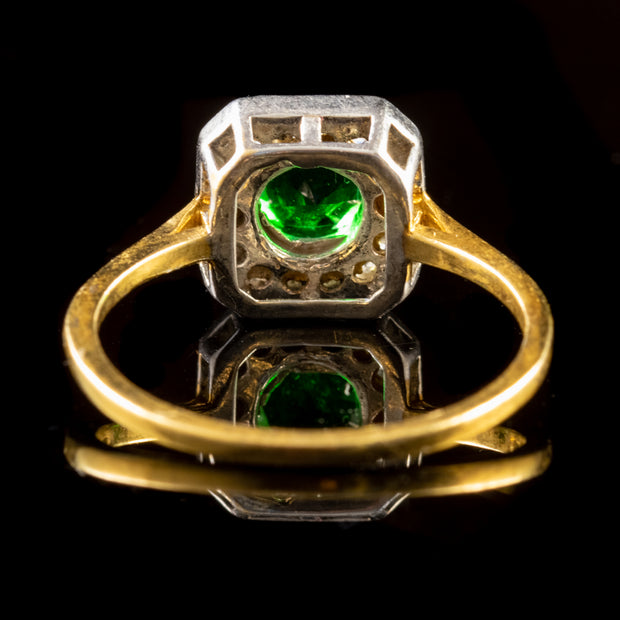 Green White Paste Ring Silver 18Ct Gold