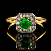 Green White Paste Ring Silver 18Ct Gold