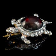 Victorian Style Garnet Diamond Tortoise Brooch 6ct Garnet