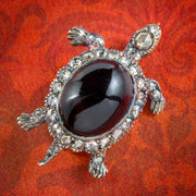 Victorian Style Garnet Diamond Turtle Brooch 6ct Garnet