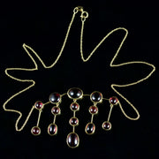 Garnet Cascading Necklace 18Ct Gold Necklace