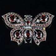 Garnet Diamond Butterfly Brooch 18Ct Gold And Silver