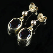 Garnet Drop Earrings 9Ct Gold