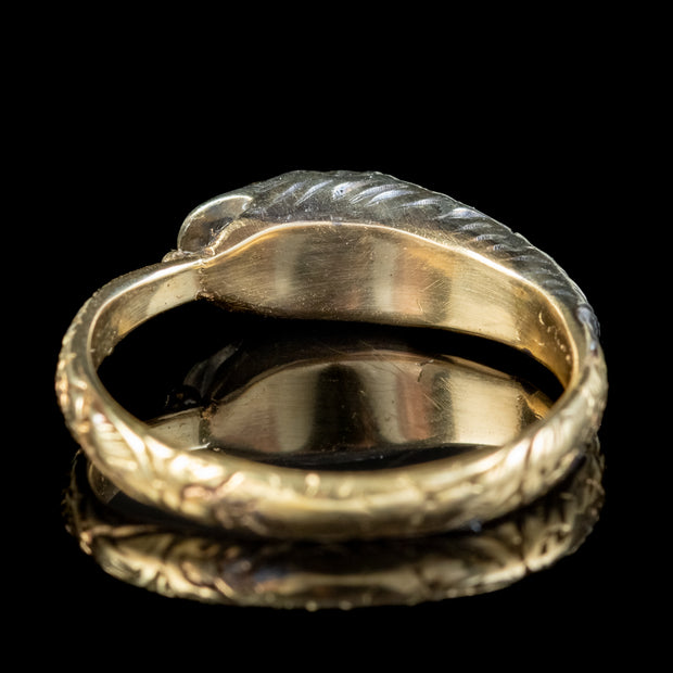 Georgian Style Diamond Snake Eternity Ring Ruby Eyes 