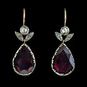 Georgian Style Flat Cut Garnet Diamond Earrings 