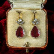 Georgian Style Flat Cut Garnet Diamond Earrings 