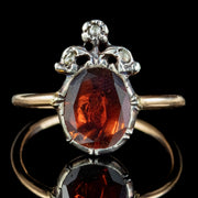 Georgian Style Flat Cut Garnet Diamond Ring 2.5ct Garnet