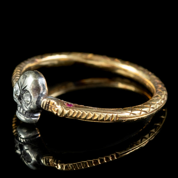 Georgian Style Memento Mori Diamond Skull Ring 