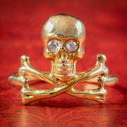 Georgian Style Memento Mori Ring Diamond Skull Cross Bones 