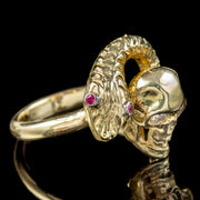 Georgian Style Memento Mori Ruby Diamond Snake And Skull Ring 