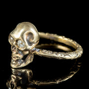 Georgian Style Memento Mori Skull Ring Diamond Eyes side