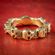 Georgian Style Memento Mori Skull Ring Silver 18ct Gold Gilt